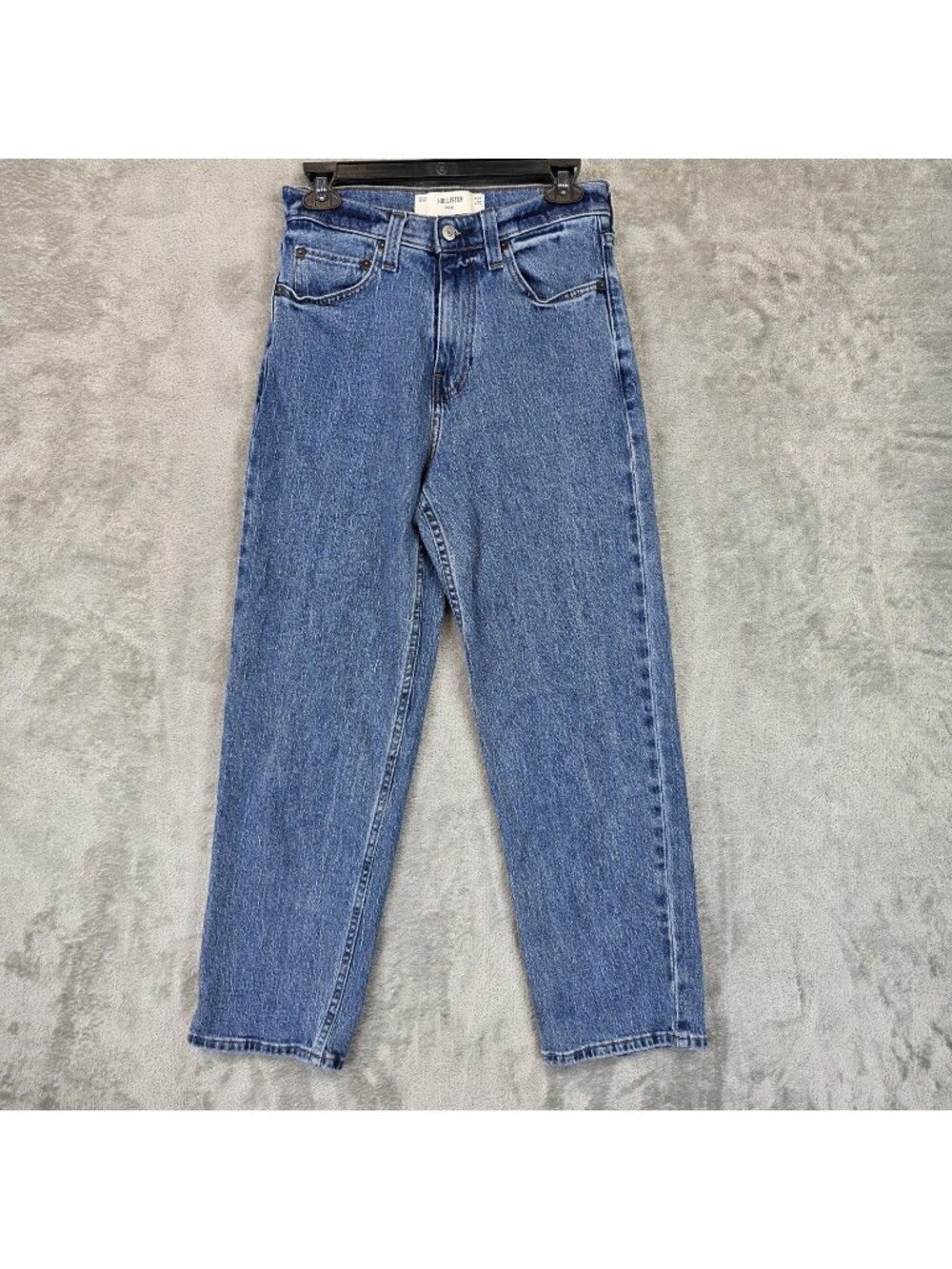 Hollister Baggy Jeans Mens 28 Blue Medium Wash Relaxed Straight Stretch Denim